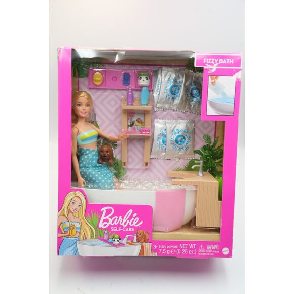 Barbie‎ Self-Care Fizzy Bath Doll Set Blonde with Accessories Mattel - Picture 1 of 4